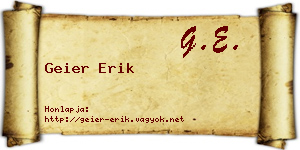 Geier Erik névjegykártya